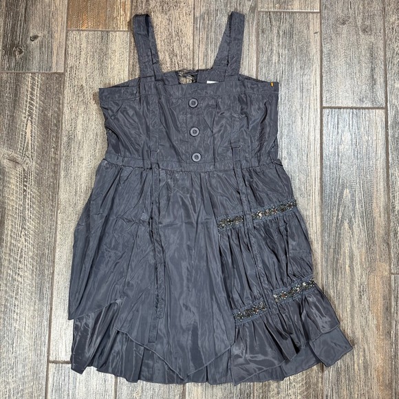 Pretty Angel Dresses & Skirts - Pretty Angel Dress Womens‎ Large Gray Silk Blend Beaded Ruffle Sleeveless